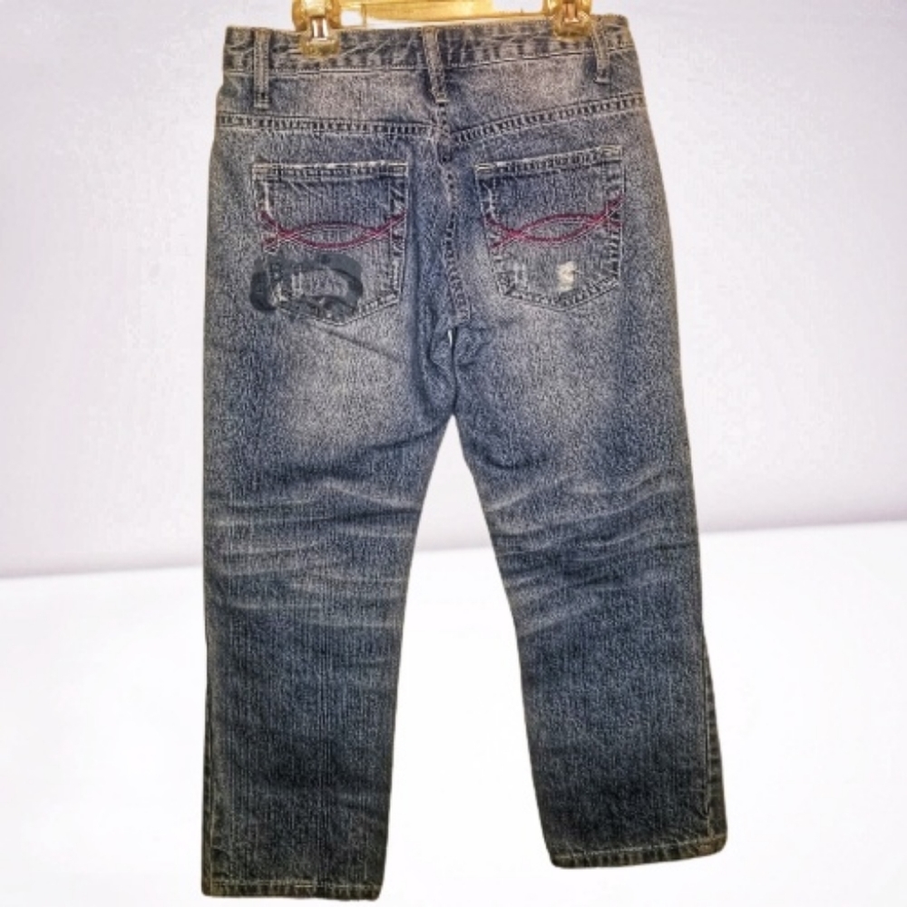 R4R Rave Blue Distressed Bling Ripped Jeans Size 3 - Picture 2 of 5